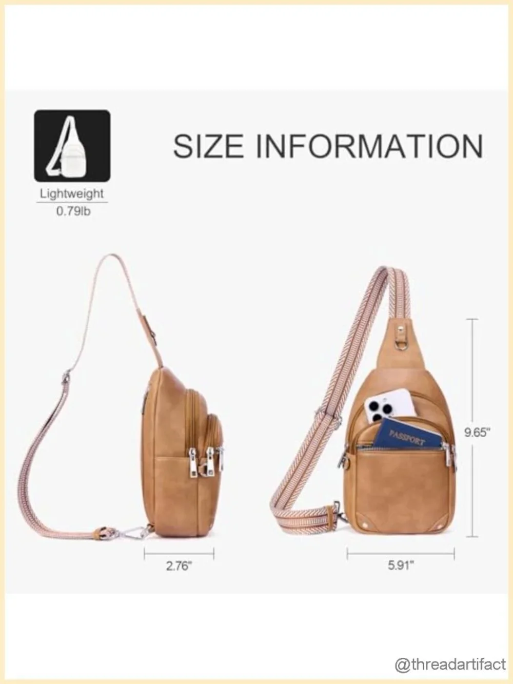 Vegan Leather Anti Theft Crossbody Sling Bag RFID Travel Purse